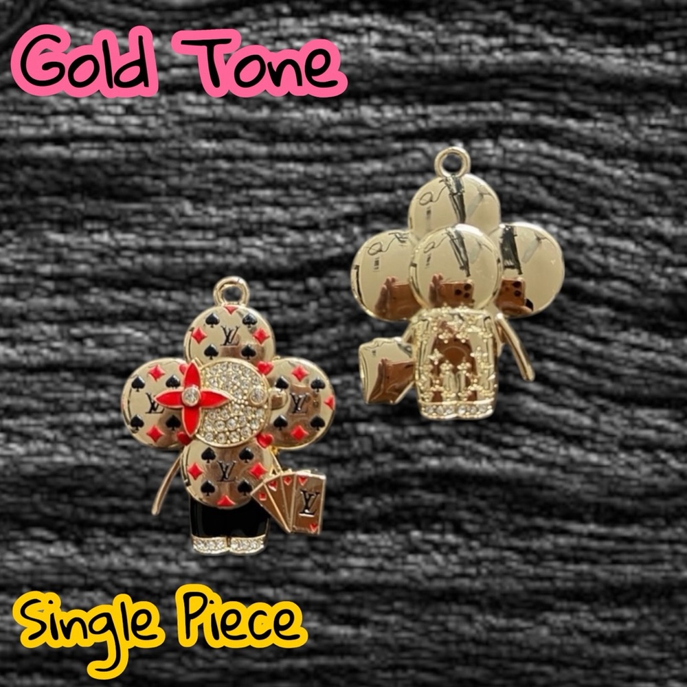 🆕 Listing - Single Piece Large Black/Red Vivi Gold Tone Zipper Button Charms